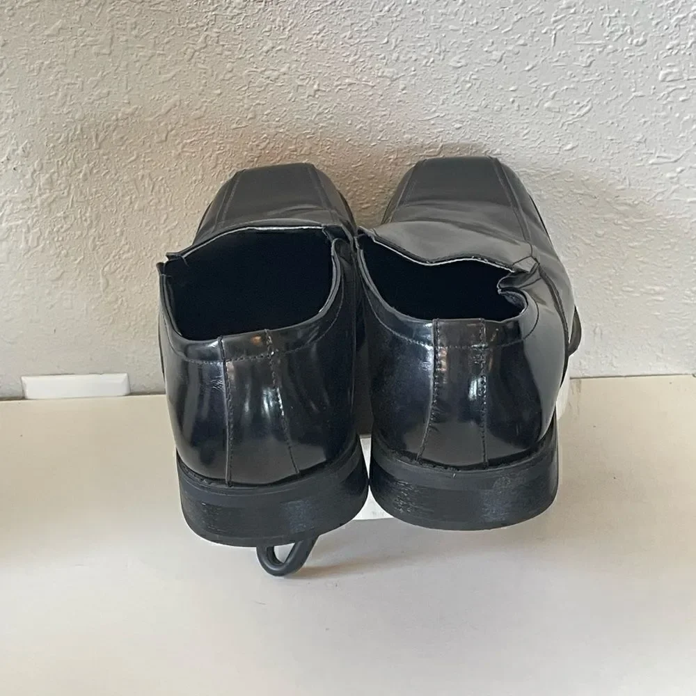 EUC Alfani Mens Black Leather Slip-On Dress Shoes Size 10M